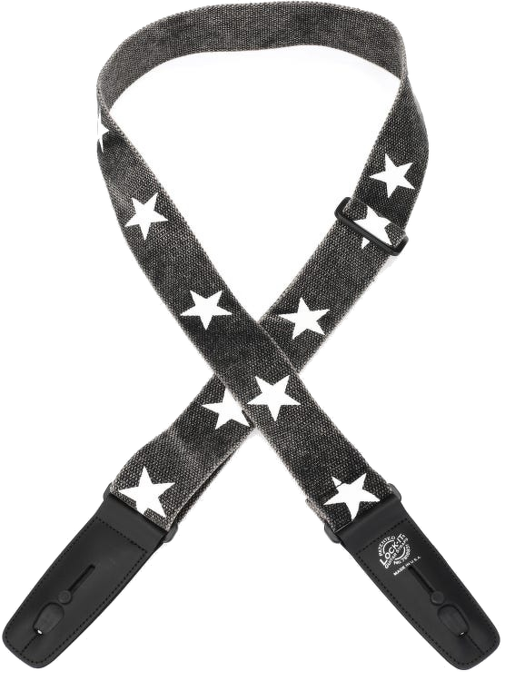 Lock-It Straps 2\" Cotton Guitar Strap - Black Star