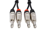 Hosa HPP-010X2 Pro Stereo Interconnect Cable - Dual REAN 1/4\" TS to Same - 10FT 3