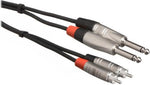 Hosa Pro HPR005X2 Stereo Dual REAN 1/4\" TS to RCA Cable 5 ft