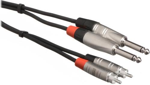 Hosa Pro HPR005X2 Stereo Dual REAN 1/4\" TS to RCA Cable 5 ft