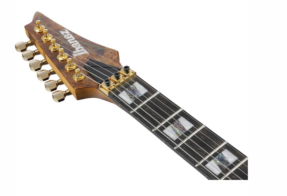 Ibanez RGT1220PBABS Electric Guitar headstock detail showing tuning pegs and fretboard