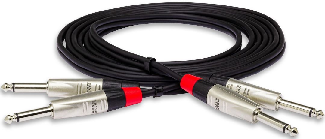 Hosa HPP-005X2 Pro Stereo Interconnect Cable - Dual REAN 1/4\" TS Male to Dual REAN 1/4\" TS Male - 5FT