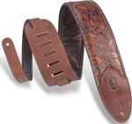 Levy M4WP-006 3\" Wide Embossed Leather Strap - Geranium Whiskey
