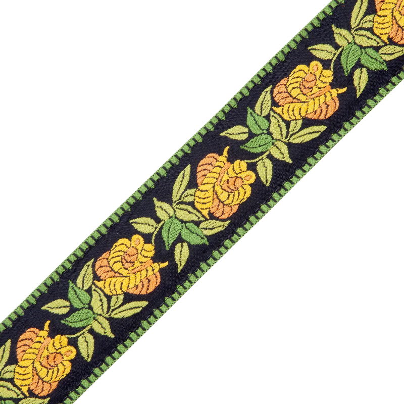 Levys MC8JQ-004 2\" Wide Woven Cotton Guitar Strap - Yellow Floral 3