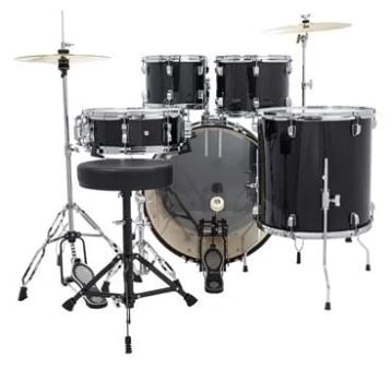 Ludwig LC19511 Accent Drive 5-piece Drumset with Throne and Cymbals Black Sparkle 2