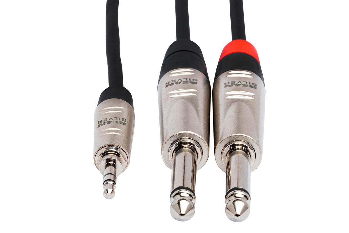 Hosa HMP-010Y Pro Stereo Breakout Cable - 3.5mm TRS Male to Dual 1/4-inch TS Male - 10 foot 3