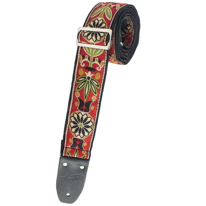Henry Heller 2\" Tri-Glide Woven Jacquard Guitar Strap - Red Green Gold