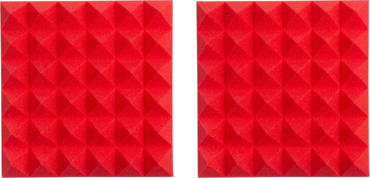 Gator Acoustic Foam Pyramid Panels 2\" 12x12 Red 2-pack (GFW-ACPNL1212PRED-2PK)