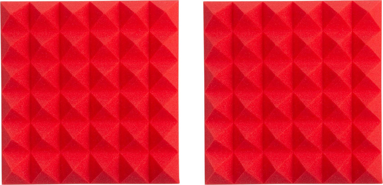 Gator Acoustic Foam Pyramid Panels 2\" 12x12 Red 2-pack (GFW-ACPNL1212PRED-2PK)
