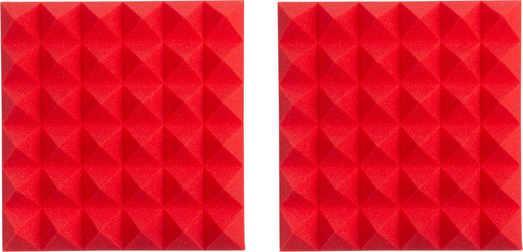 Gator Acoustic Foam Pyramid Panels 2\" 12x12 Red 2-pack (GFW-ACPNL1212PRED-2PK)