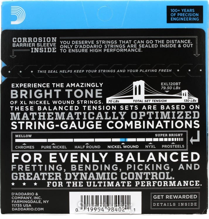 D'Addario EXL120BT XL Nickel Wound Electric Guitar Strings - Extra Light 2