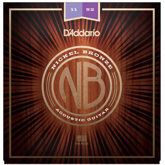 D'Addario NB1152 Nickel Bronze Acoustic Guitar Strings Custom Light 11-52
