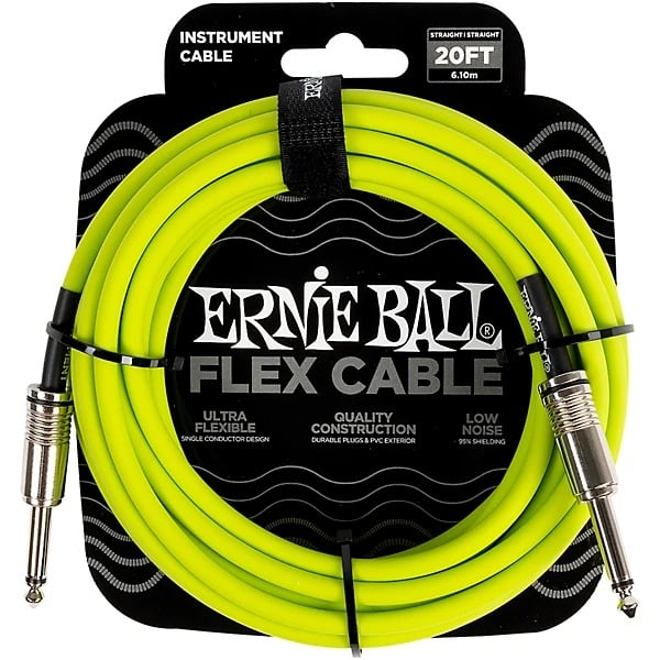 Ernie Ball 20' Flex Instrument Cable Straight/Straight - Green