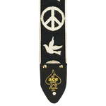 D'Andrea 2\" Ace 6 Vintage Reissue Guitar Strap - Peace & Dove Black 4