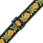 Levys MC8JQ-004 2\" Wide Woven Cotton Guitar Strap - Yellow Floral 2