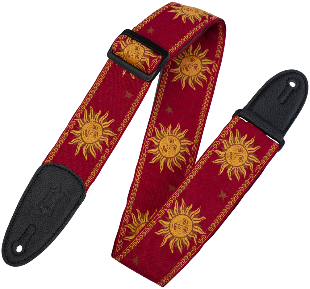 Levys MPJG-SUN-RED 2\" Wide Jacquard Guitar Strap - Red