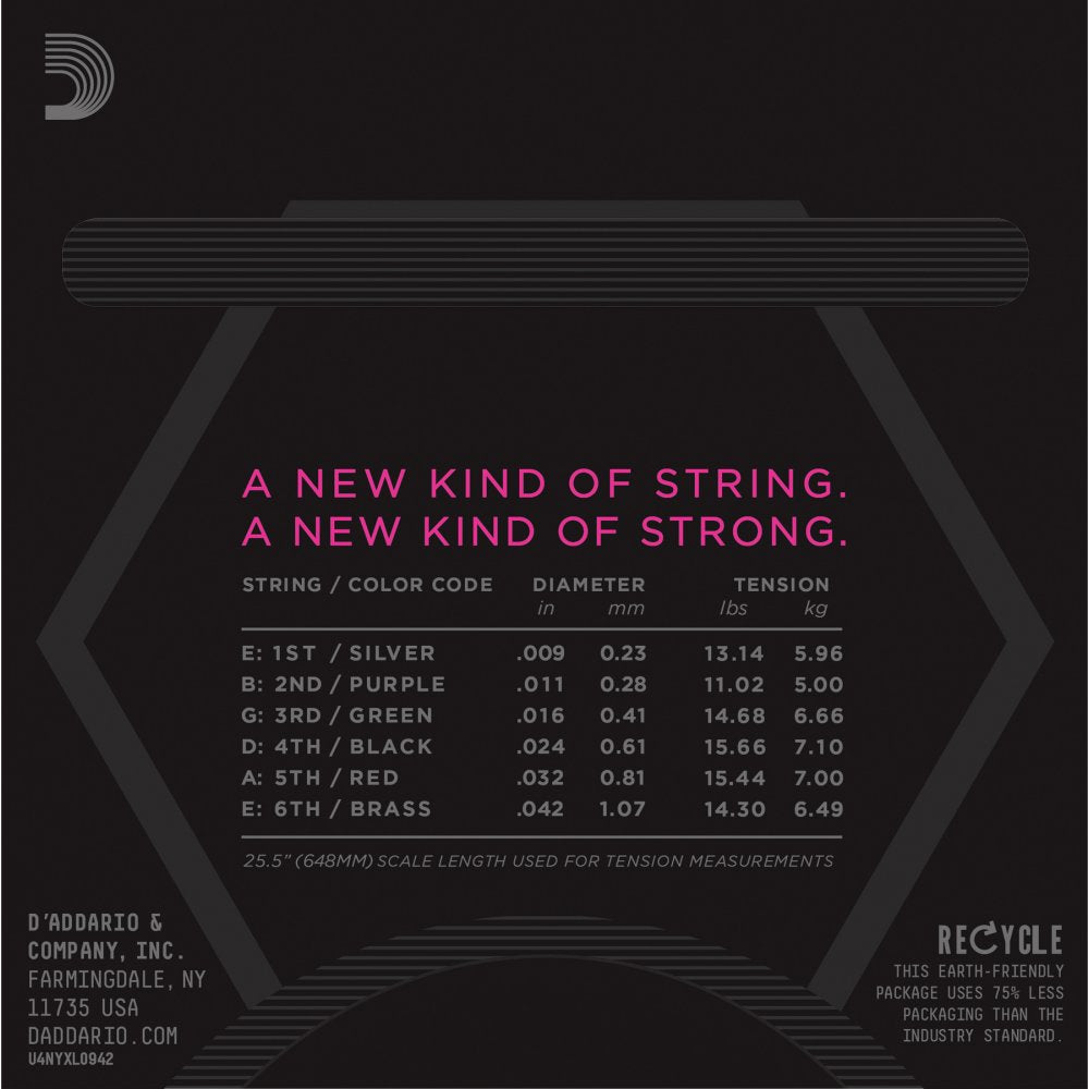 D'Addario NYXL Nickel Wound 9-42 Electric Guitar Strings - Super Light 3