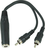 Hosa YPR131 1/4\" (Female Mono) - (2) RCA (Male) Adapter