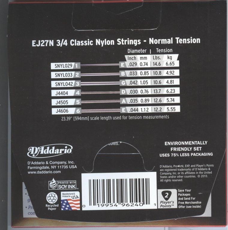 D'Addario EJ27N Normal Tension Classical Strings 2