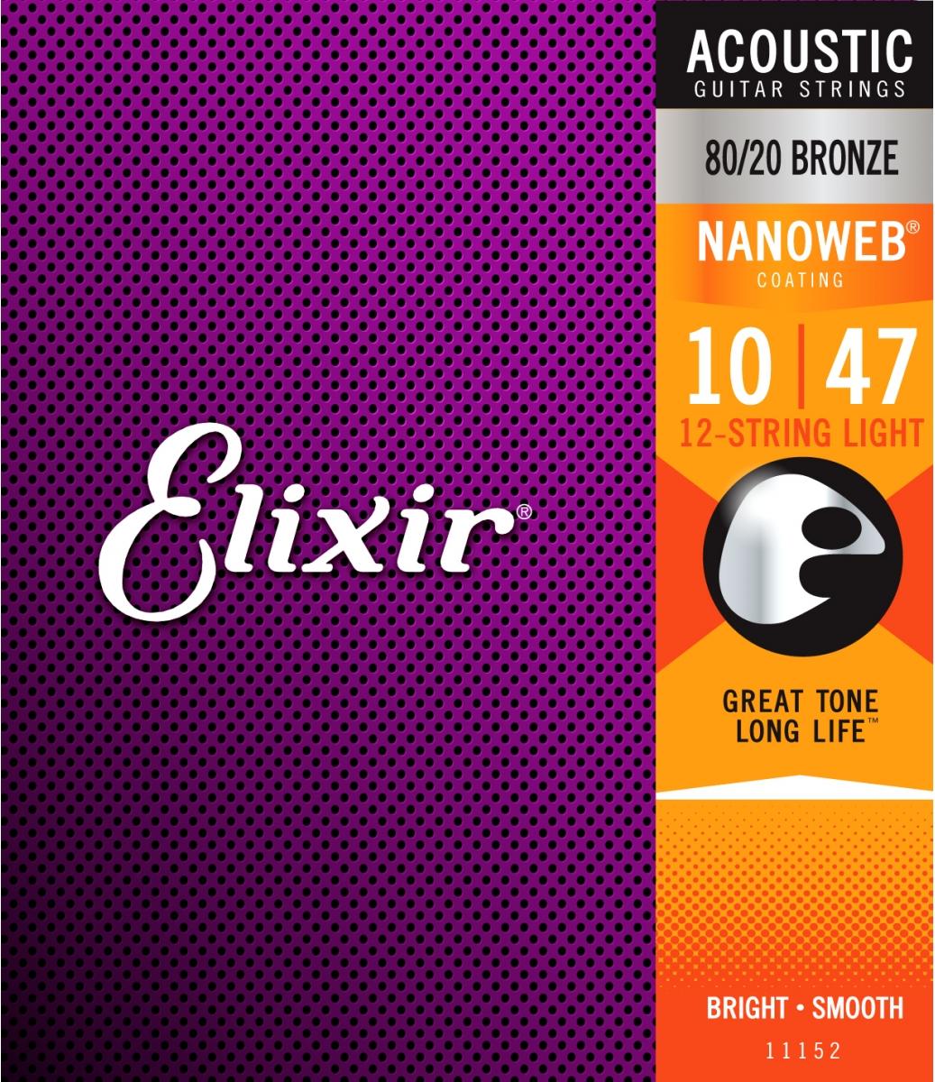 Elixir 11152 Nanoweb 10-47 12-String Acoustic Strings – George's Music