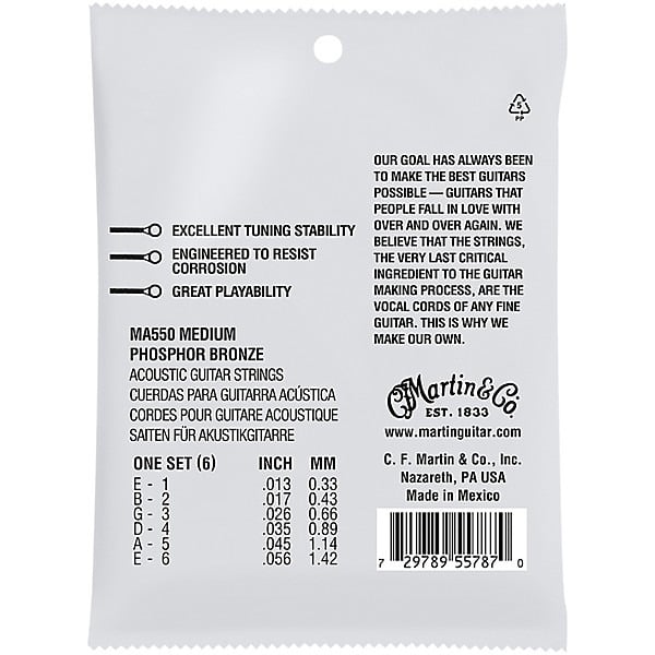 Martin MA550 SP 92/8 Phosphor Bronze Authentic Acoustic Guitar Strings - Medium 2