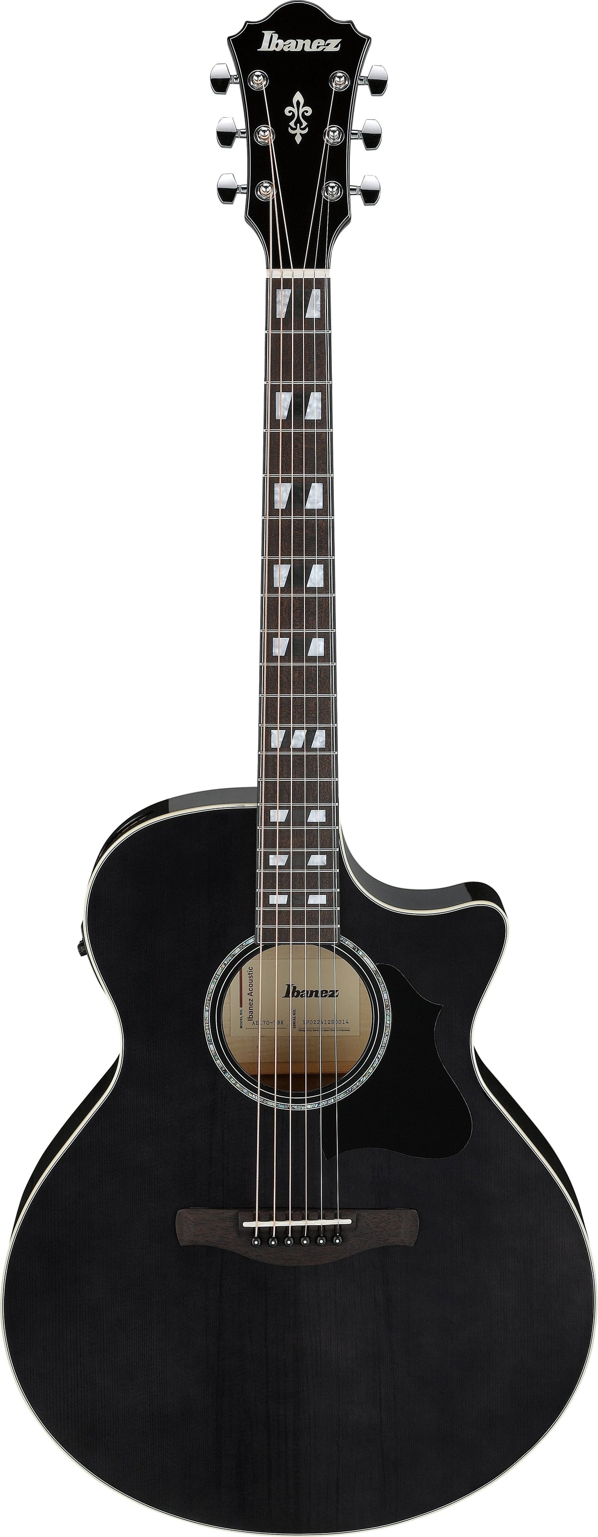 Ibanez AE170TBK Acoustic Electric Guitar - Transparent Black High Gloss 8
