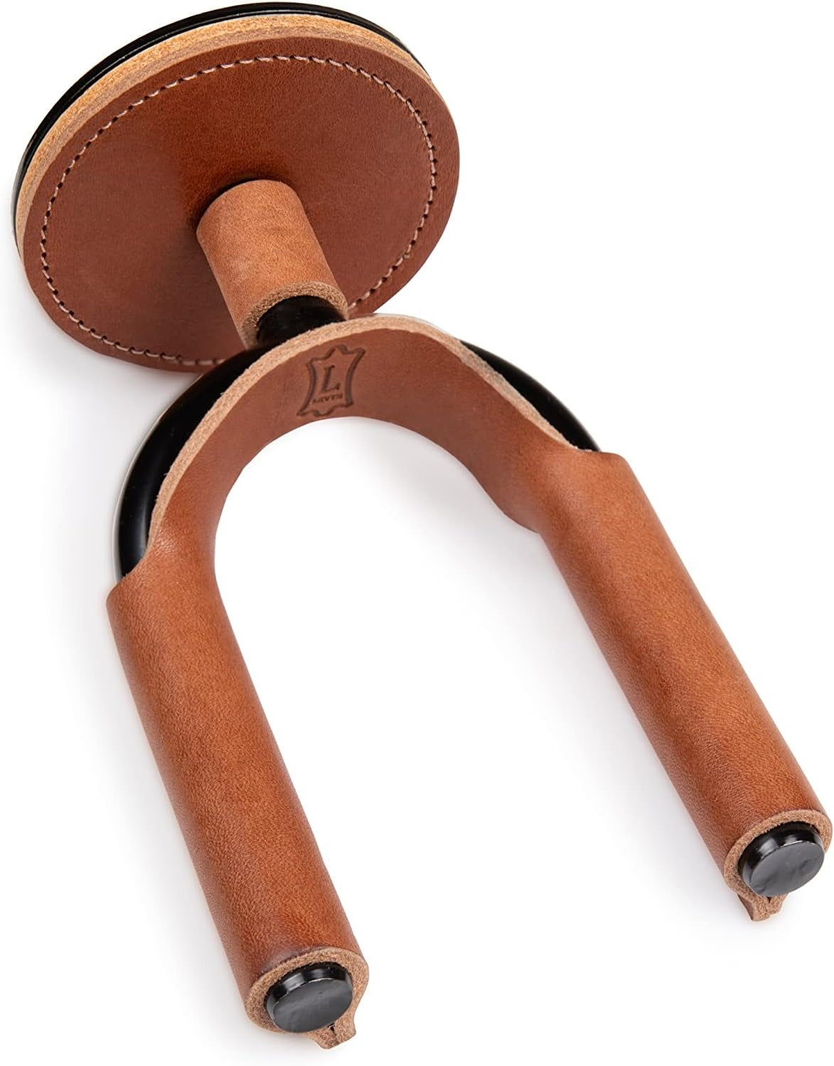 Levy LVY-FGHNGR-BKTN Forged Steel Guitar Hanger - Black Metal With Tan Leather Wraps 4