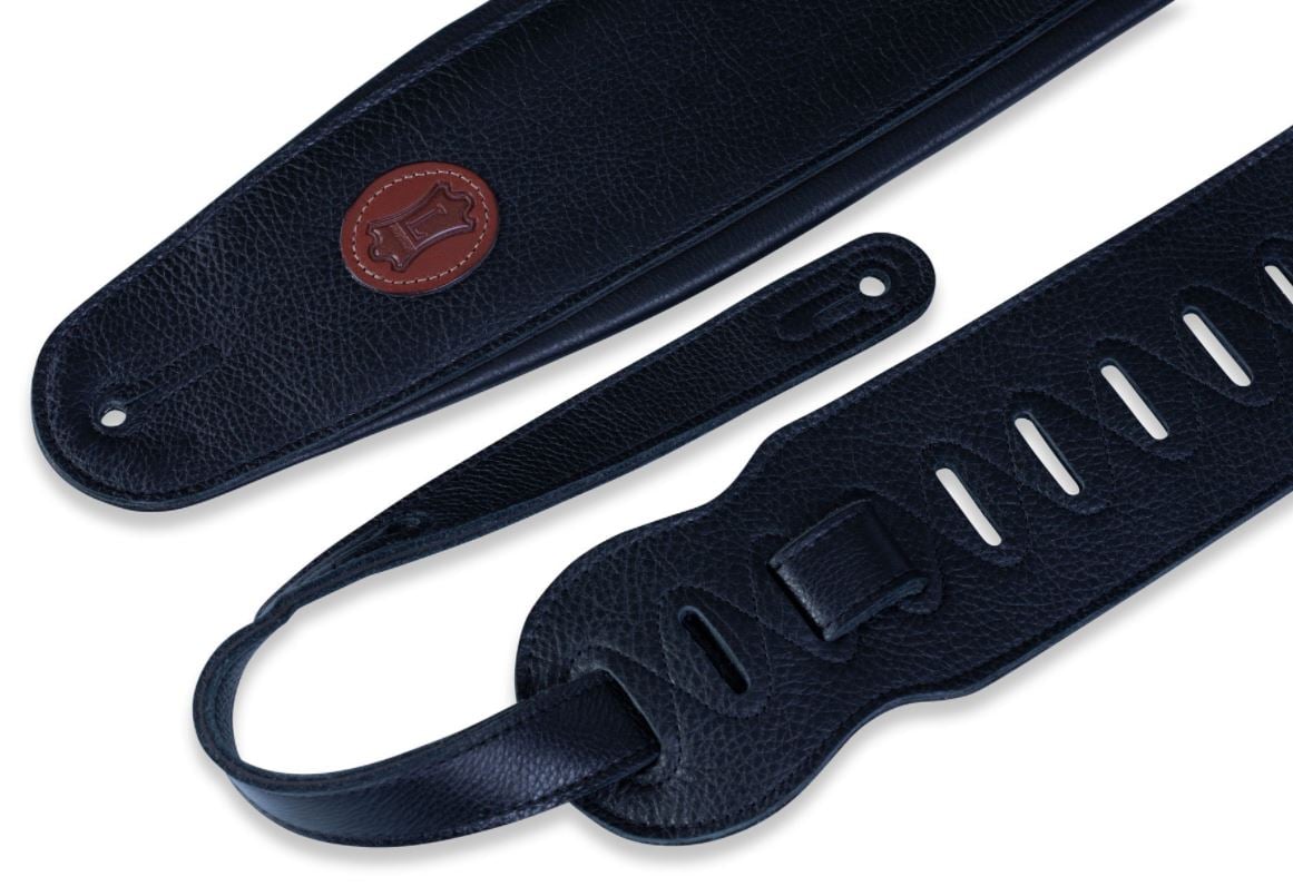 Levys MSS2-4-BLK 4 1/2\" Wide Black Garment Leather Bass Strap 3