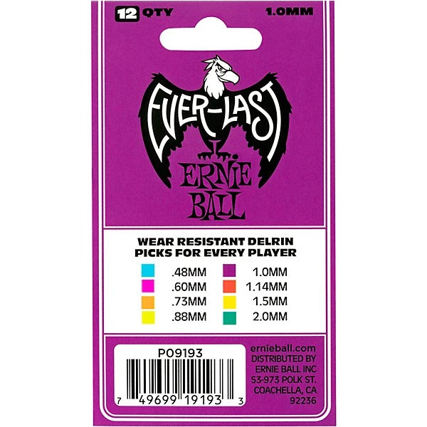 Ernie Ball 1.0mm Everlast Delrin Guitar Picks - Purple (12 Pack) 2
