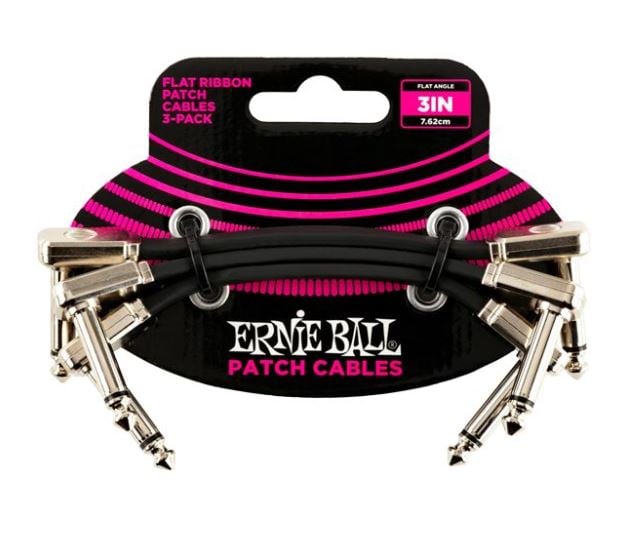 Ernie Ball Ernie Ball 3\" Flat Ribbon Patch Cable 3-Pack - (Black)