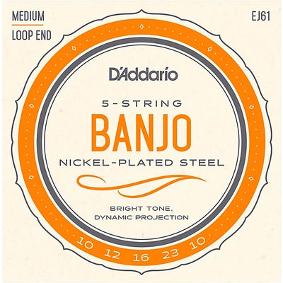 D'Addario EJ61 Nickel Wound 10-23 5 String Banjo Strings - Medium