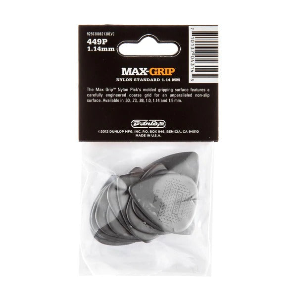 Dunlop 1.14 Nylon Max Grip Picks (Gray) - 12 Pack 2