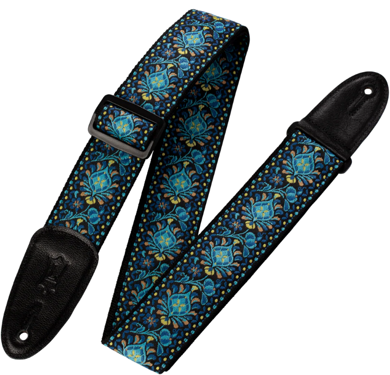 Levys M8HT-04 2\" Wide Jacquard Guitar Strap - Blue and Yellow Floral