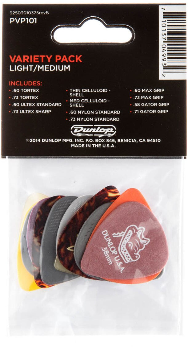 Dunlop PVP01 Guitar Pick Variety Pack Light/Medium 2