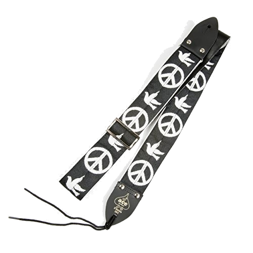 D'Andrea 2\" Ace 6 Vintage Reissue Guitar Strap - Peace & Dove Black 3