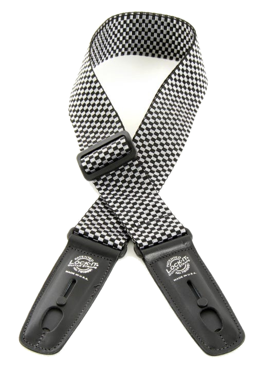 Lock-It Straps 2\" Poly Pro Guitar Strap - Silver & Black