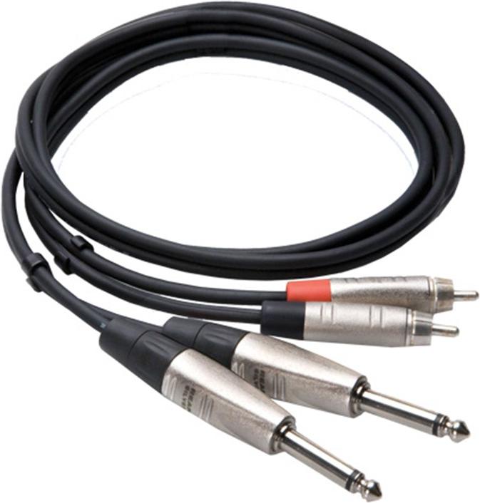 Hosa Pro HPR010X2 Stereo Dual REAN 1/4\" TS to RCA Cable 10 ft