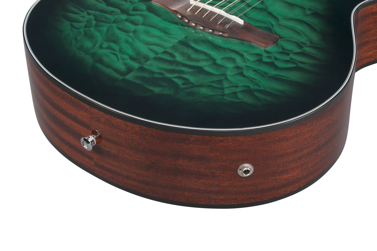 Ibanez AEWC16QATEH Acoustic Electric Guitar - Transparent Emerald Burst 4