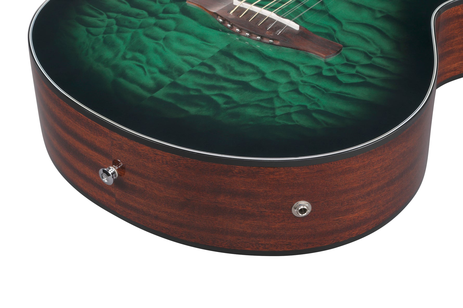 Ibanez AEWC16QATEH Acoustic Electric Guitar - Transparent Emerald Burst 4