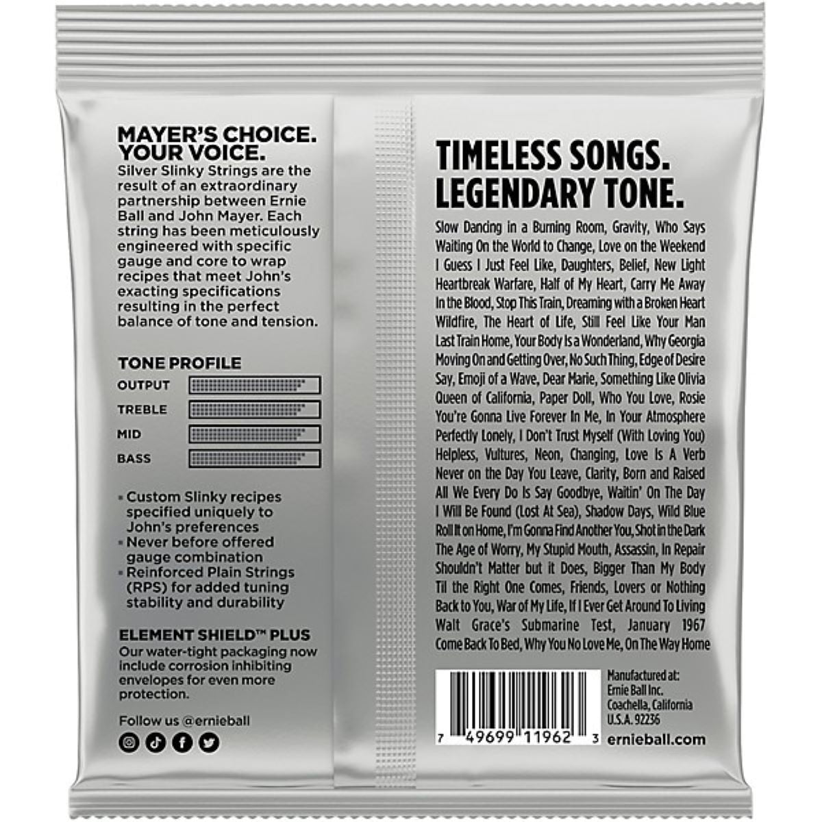 Ernie Ball John Mayer Silver Slinky Nickel Wound Electric Guitar Strings - 3 Pack Tin 4