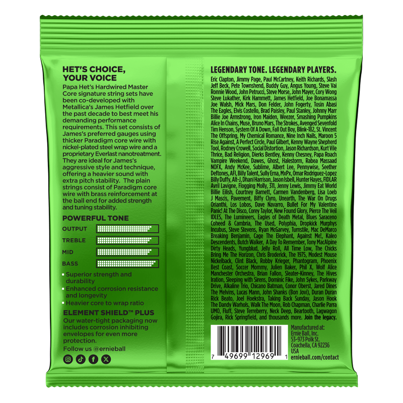 Ernie Ball 2201 Papa Het's Hardwired Master Cores Electric Guitar Strings - .011-.050 2
