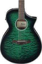 Ibanez AEWC16QATEH Acoustic Electric Guitar - Transparent Emerald Burst