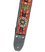 Henry Heller 2\" Tri-Glide Woven Jacquard Guitar Strap - Red Green Gold 3