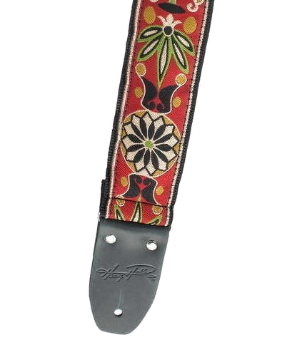 Henry Heller 2\" Tri-Glide Woven Jacquard Guitar Strap - Red Green Gold 3