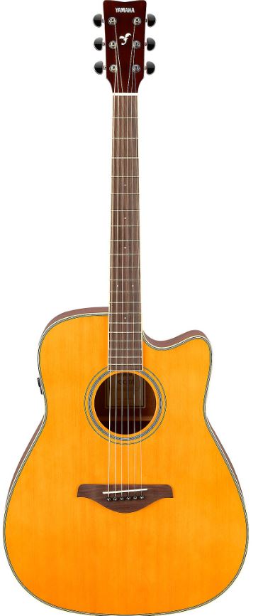 Yamaha FGC-TA TransAcoustic Dreadnought Acoustic-Electric Guitar - Vintage Tint 7