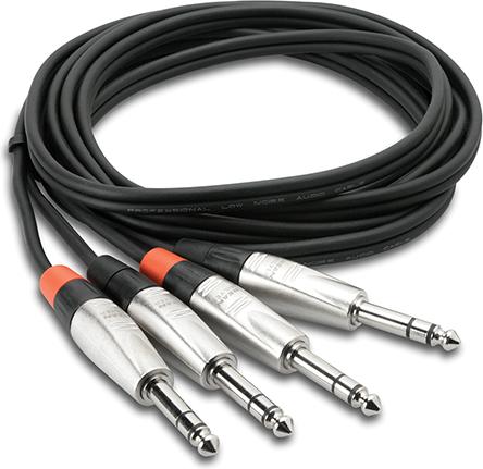 Hosa Pro HSS010X2 Stereo Dual REAN 1/4\" to TRS Cable 10 ft