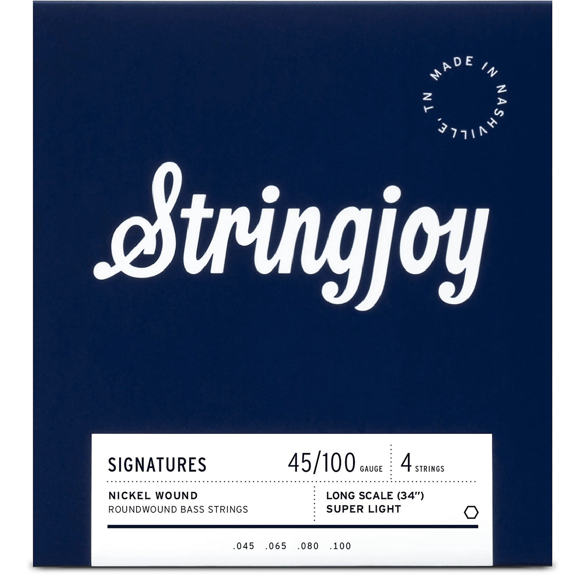 Stringjoy SJ-BA45100LS (45-100) 4 String Long Scale Nickel Wound Bass Strings - Super Light
