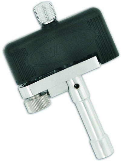 Evans DATK Torque Drum Key with black grip head and chrome shaft, angled view