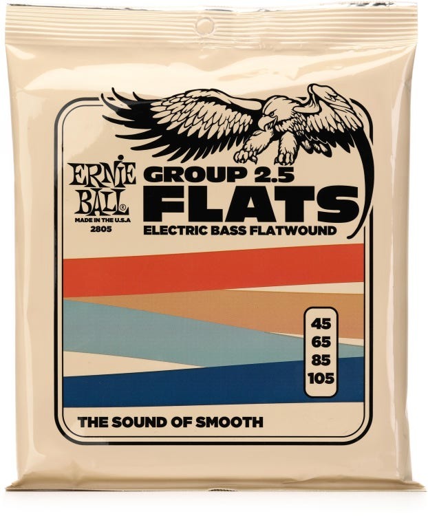 Ernie Ball P02805 Flatwound Group 2.5 Electric Bass Strings (.45 - .105)