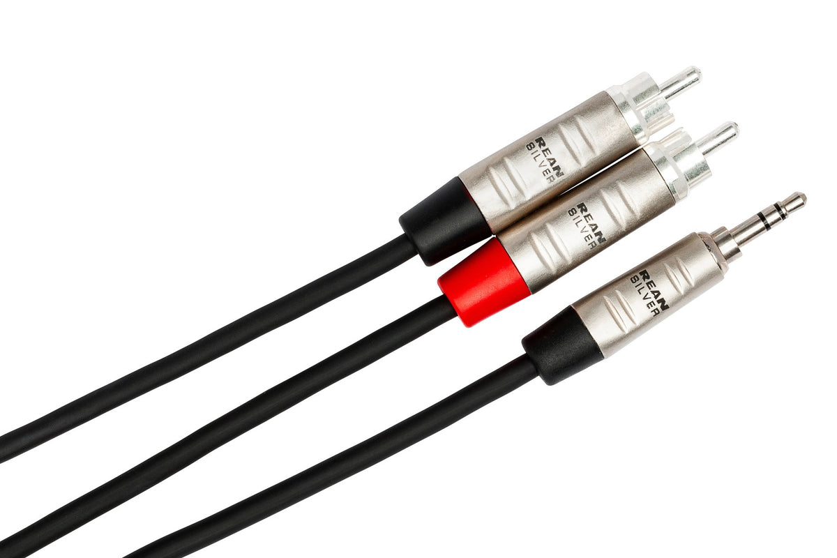 Hosa HMR-003Y 3.5mm TRS to Dual RCA Male Pro Stereo Breakout Cable  - 3 Foot 2